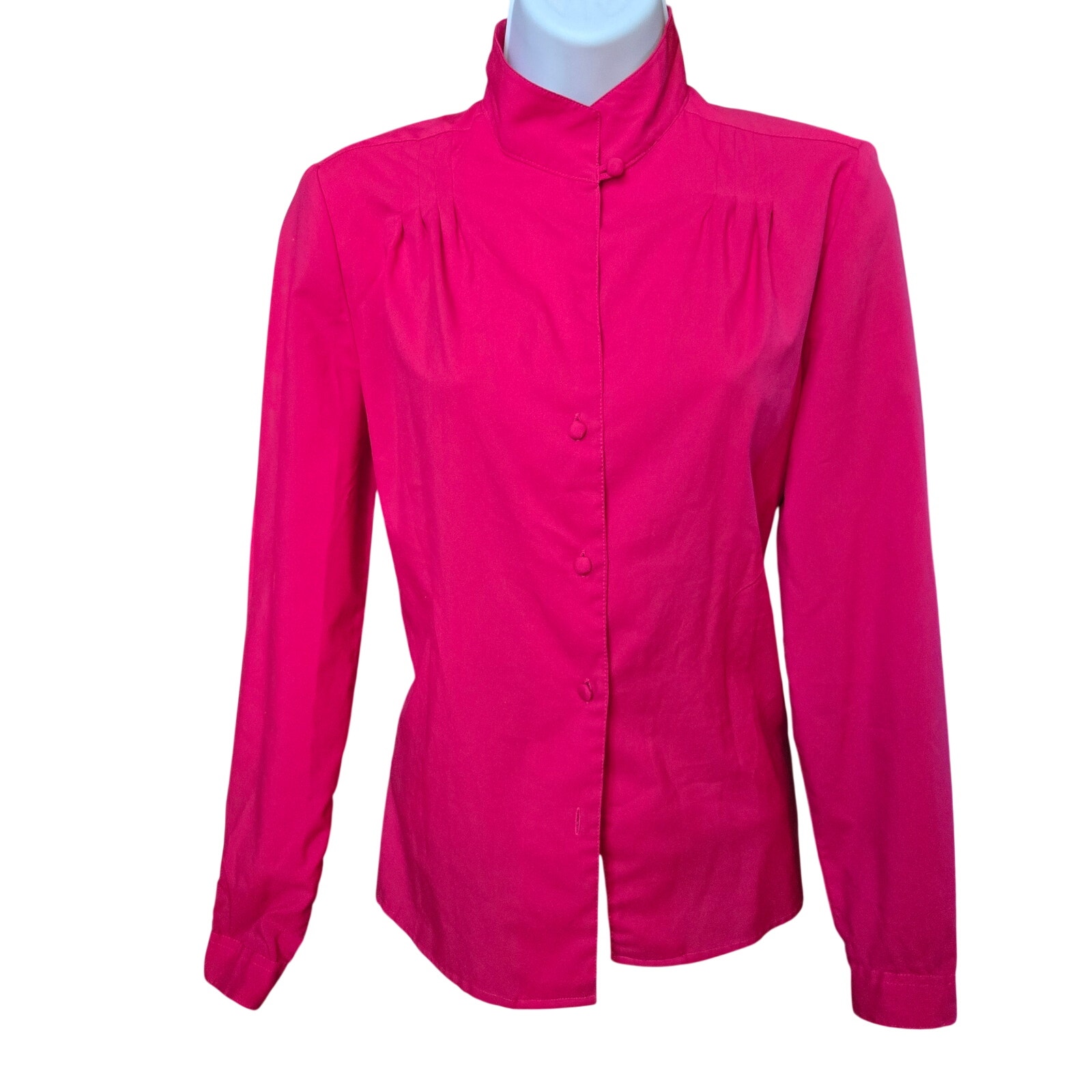 Josephine Vtg 80s Dopamine Secretary Librairian High Collar Button-Up Blouse 10